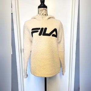 Fila Cream Sherpa Logo Pullover Hoodie‎ Teddy M